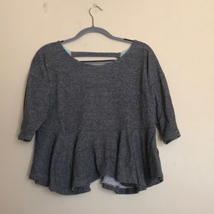 Anthropologie gray peplum tee